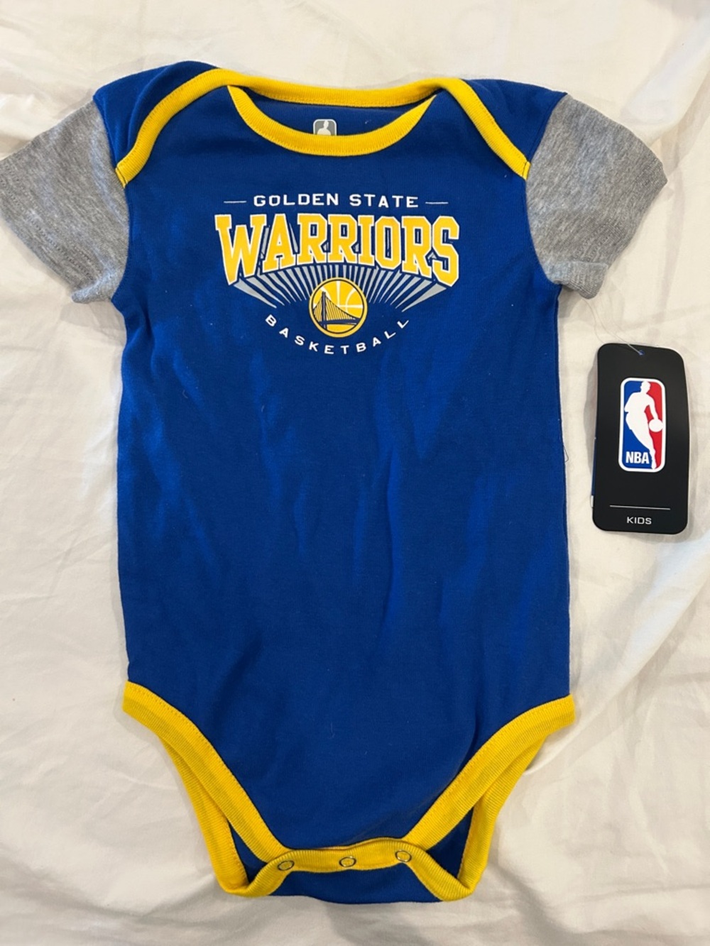 NBA Golden State Warriors Baby Bodysuit onsie- Blue, Yellow & Gray NWT